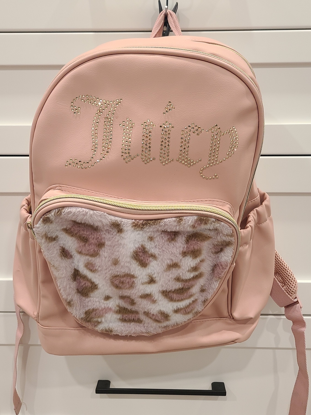 Juicy Couture Pink Kids Backpack with Faux Fur Pocket